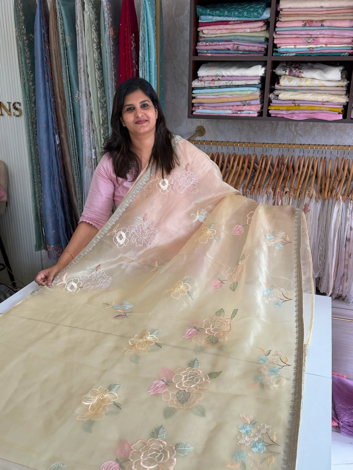 Glass Organza Saree/ 155L