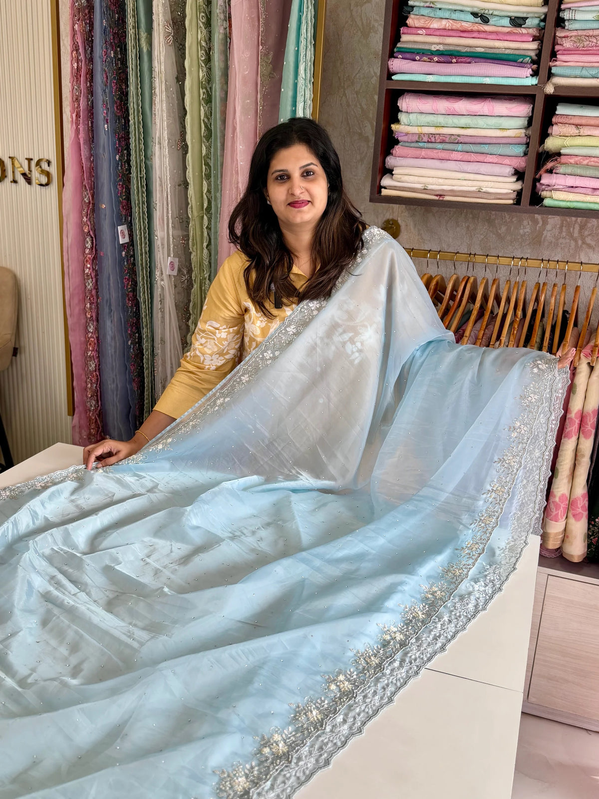 Satin organza saree/ AP59