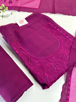 Soft Chanderi unstitched salwar set appliqué/ 1695