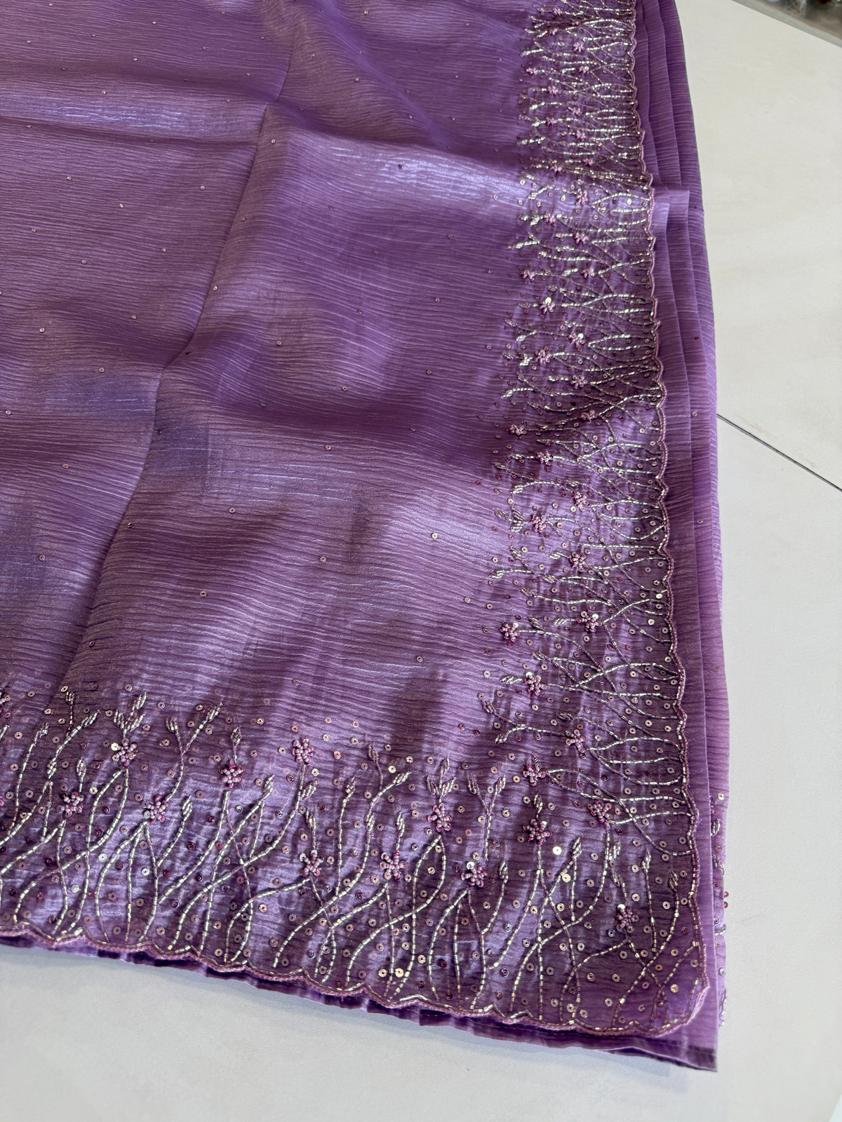 Crushed crape saree/ HW457