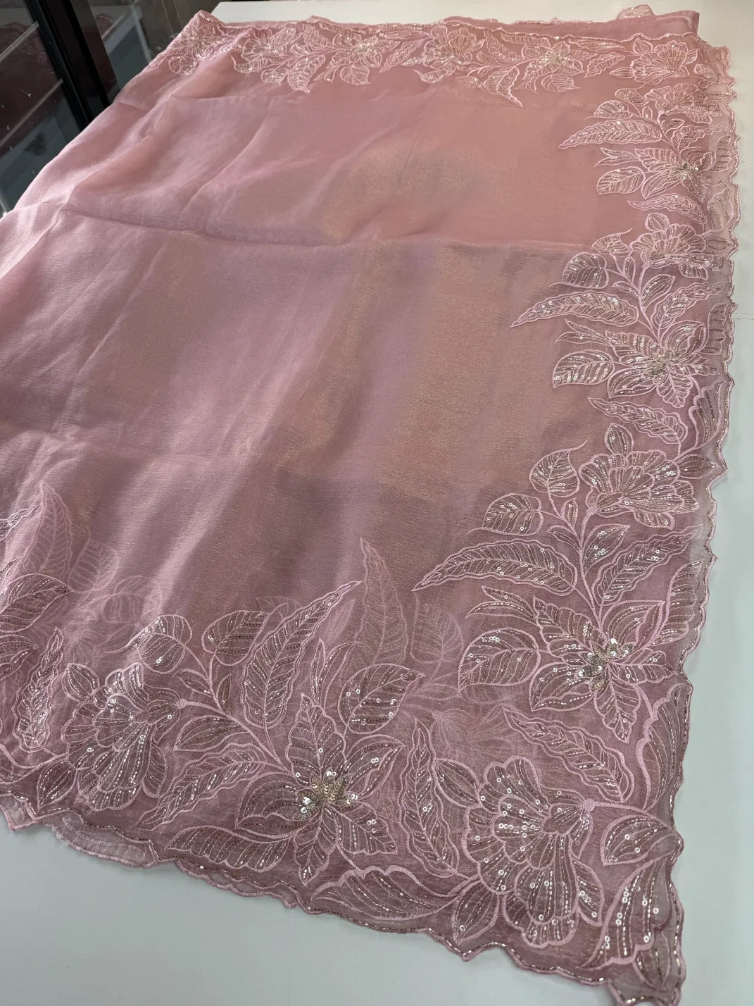 Crushed Foil blended Organza Saree/ AM104