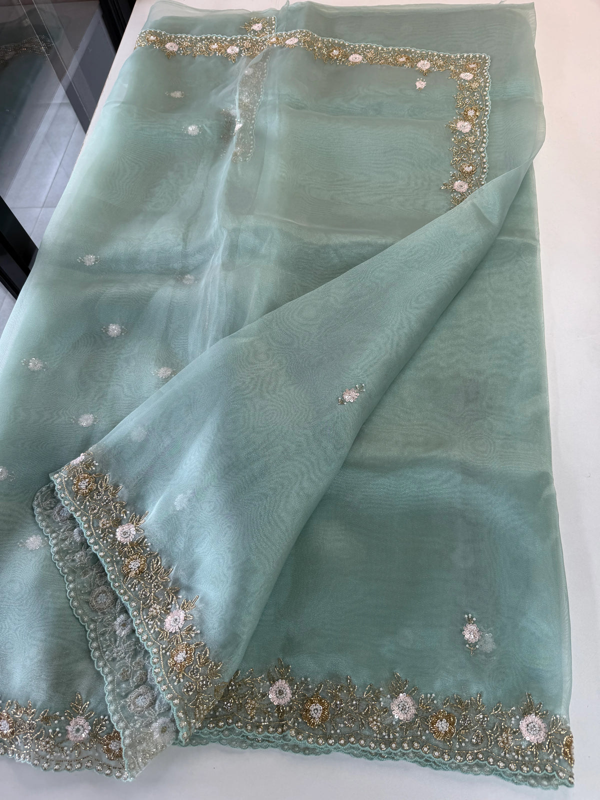 Glass organza party wear saree/ SA850