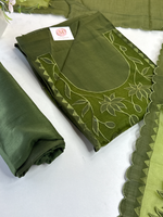 Soft Chanderi unstitched salwar set appliqué/ 1695