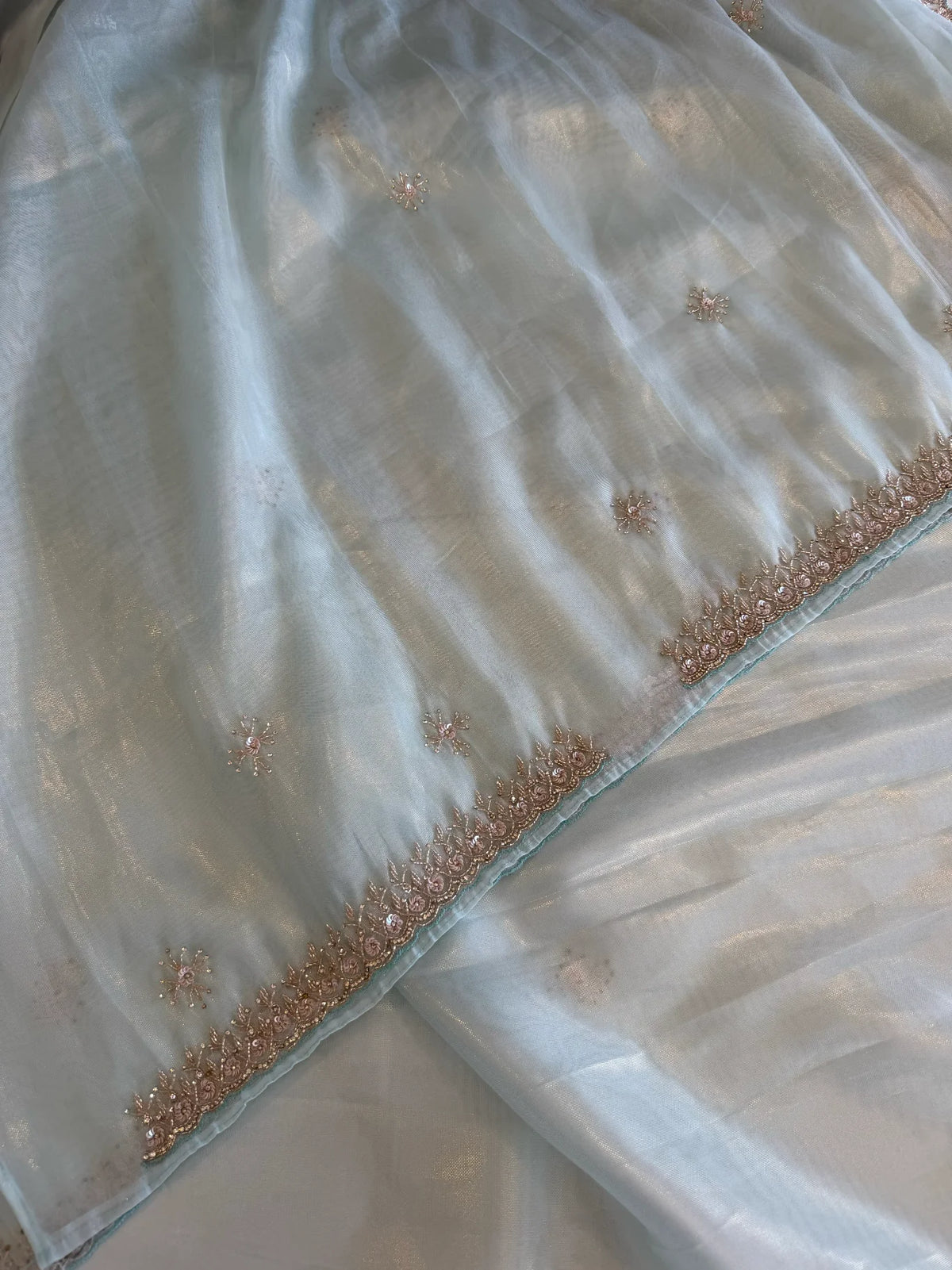 Tissue Organza party wear saree/PE92