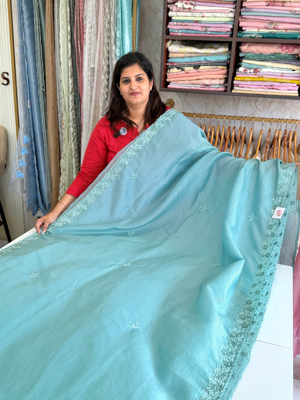 Crushed crape saree / HW661