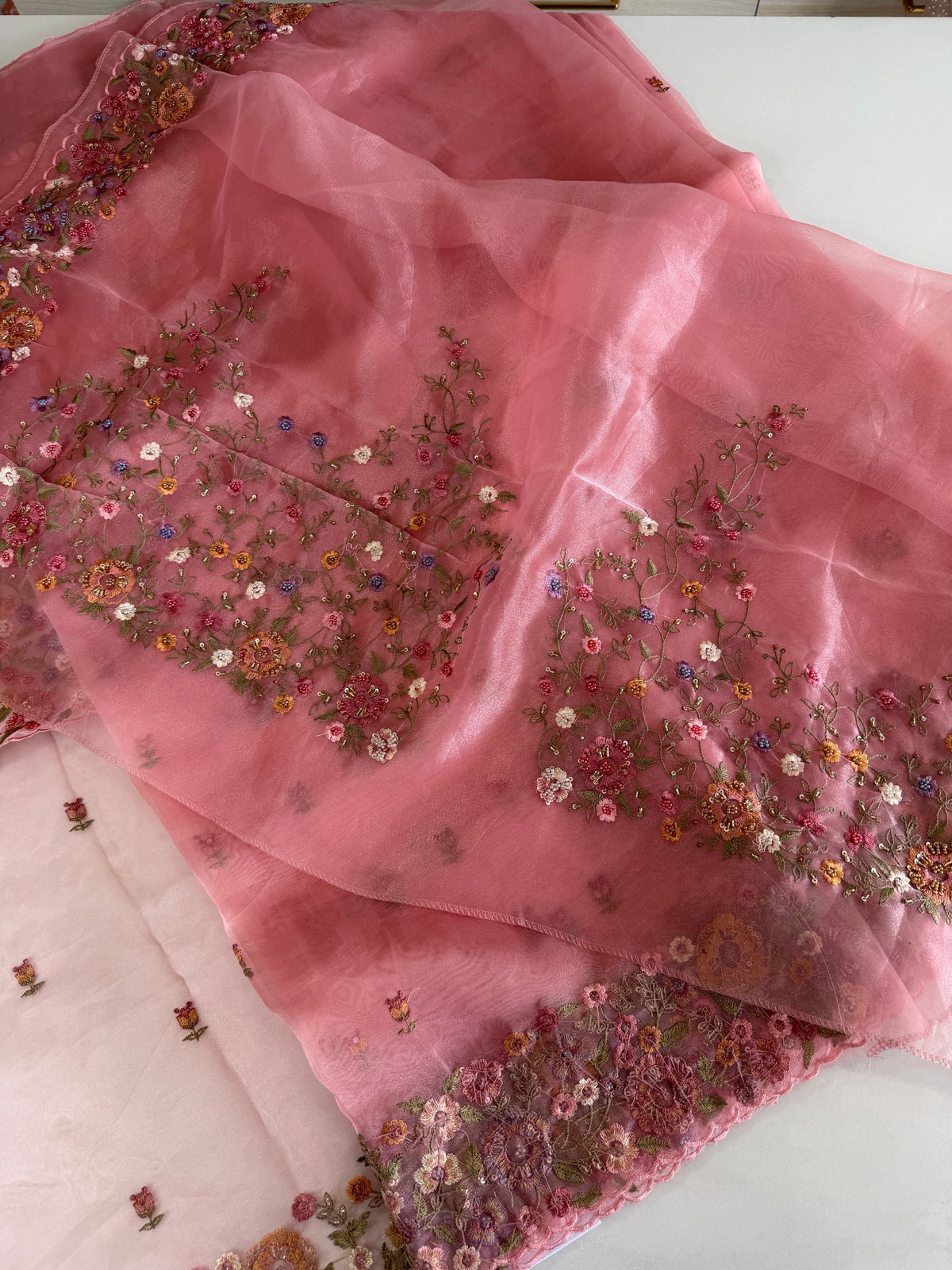 Glass organza saree/ 67HL