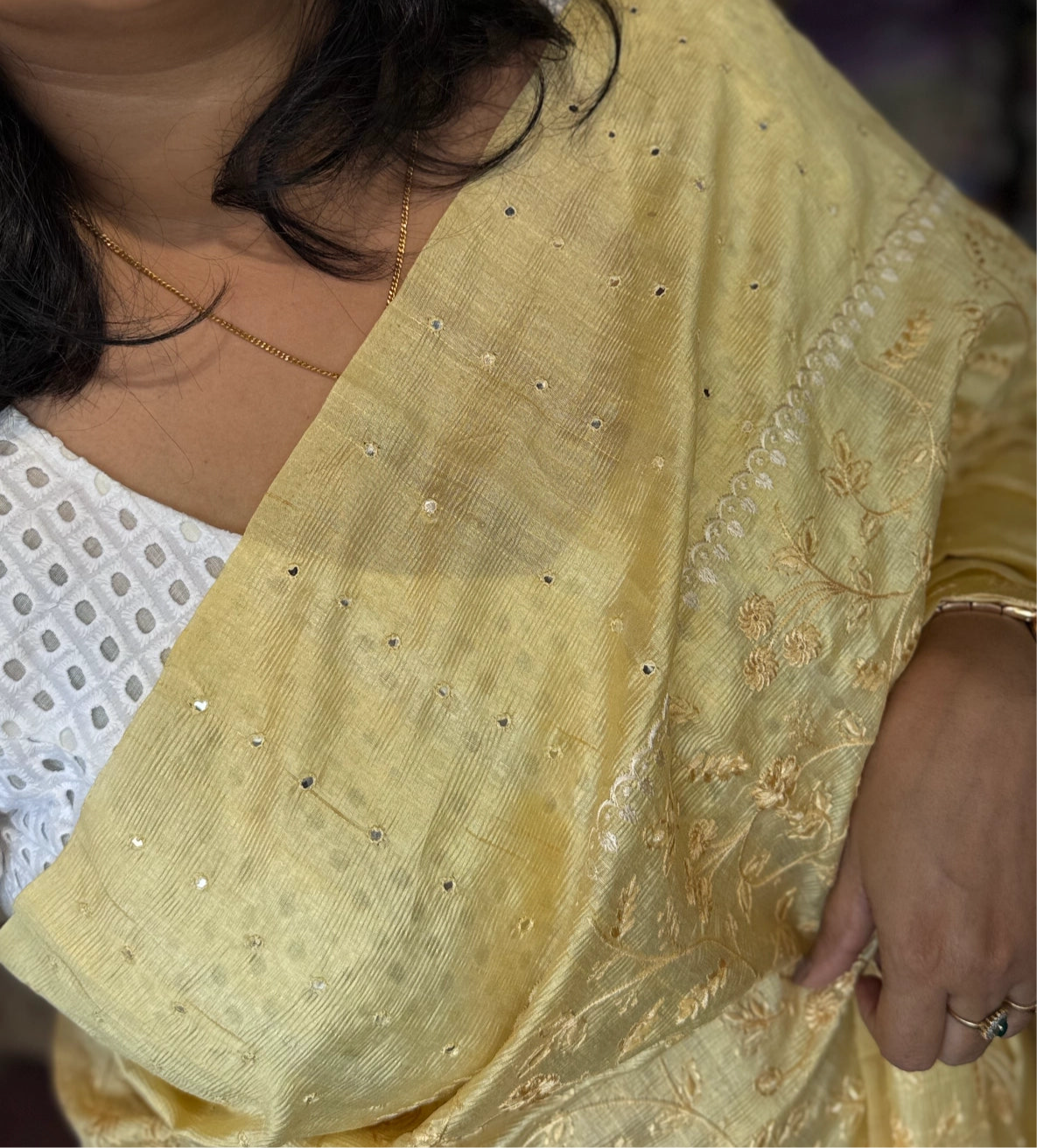 Crushed Chanderi silk cotton saree/ SR23517