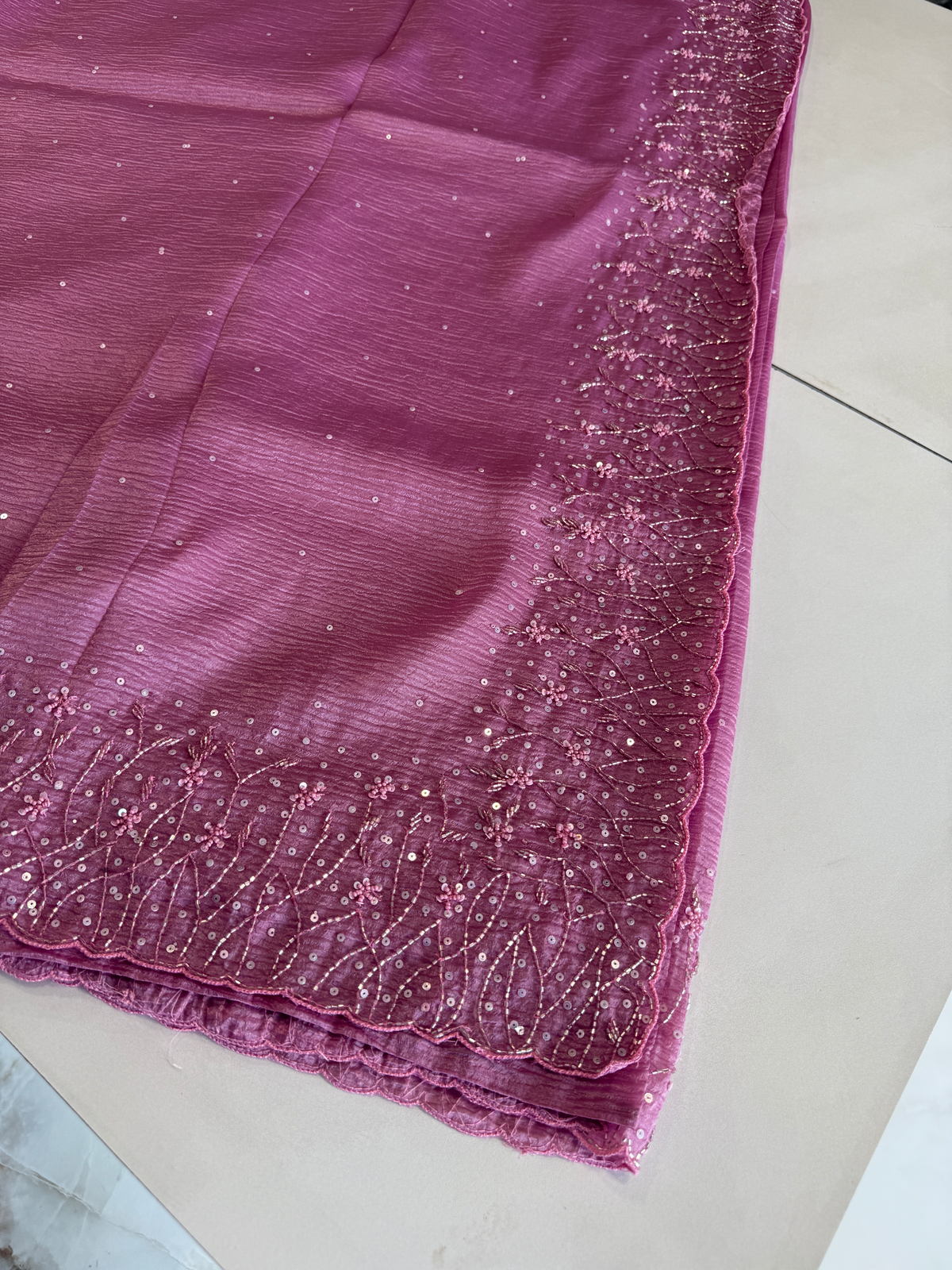 Crushed crape saree/ HW457
