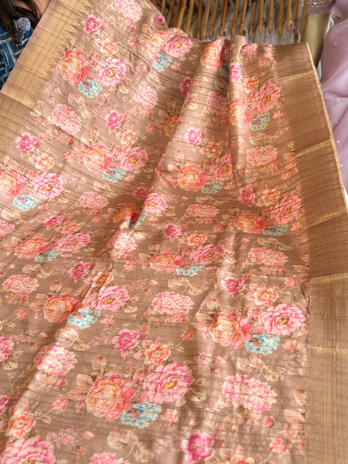 Semi Tussar finished saree/ E714