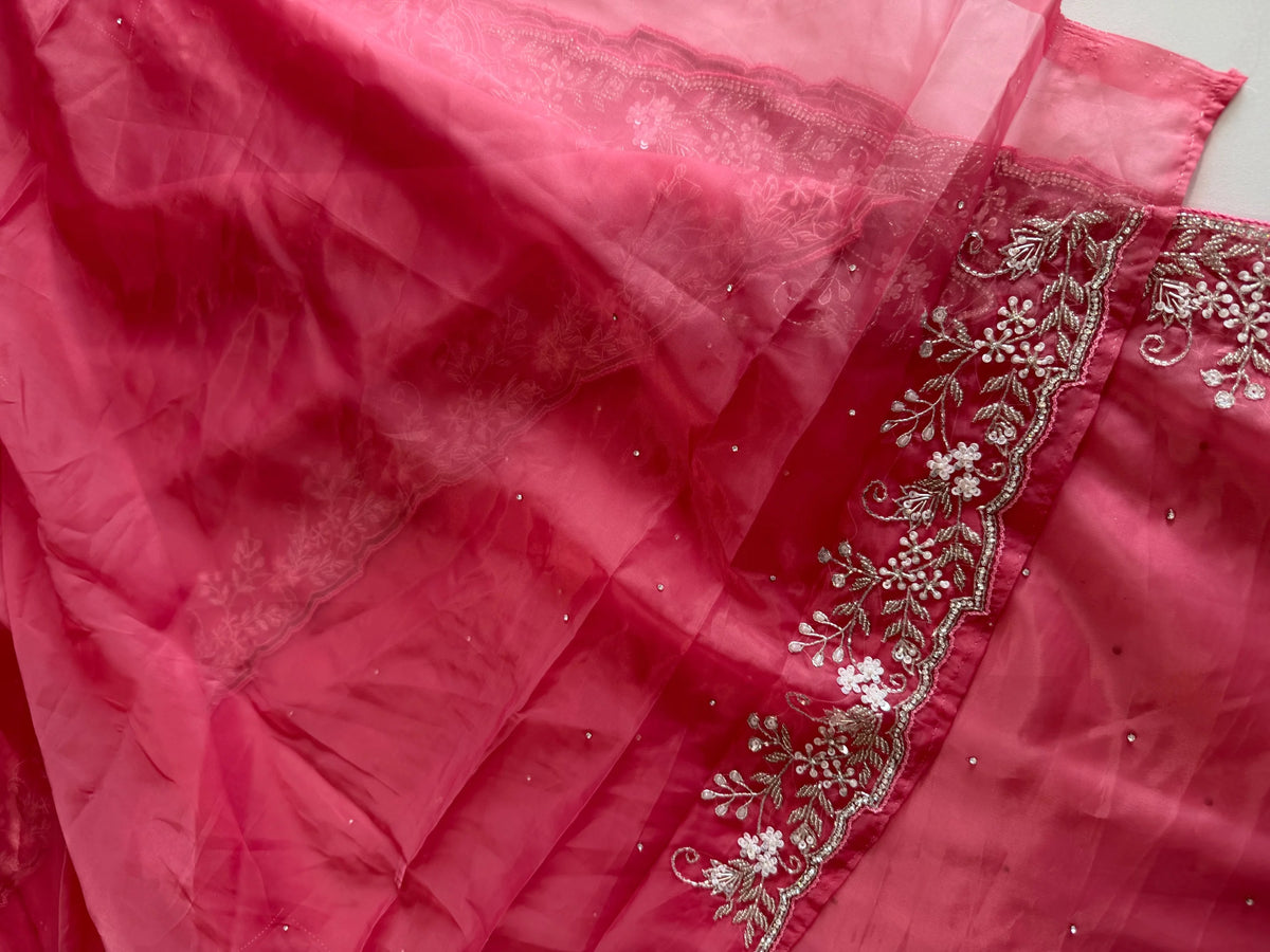 Satin organza saree/ AP59