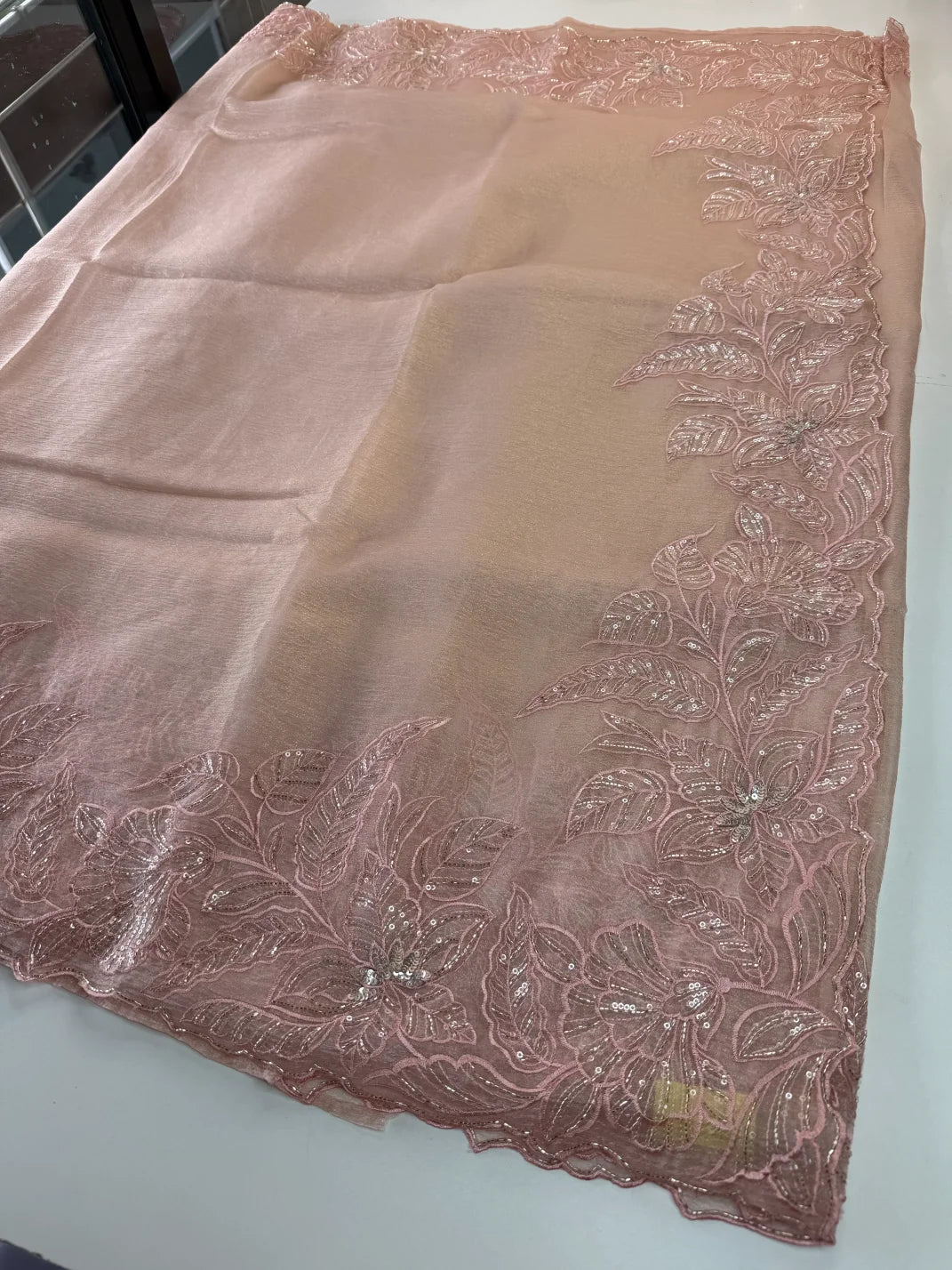 Crushed Foil blended Organza Saree/ AM104
