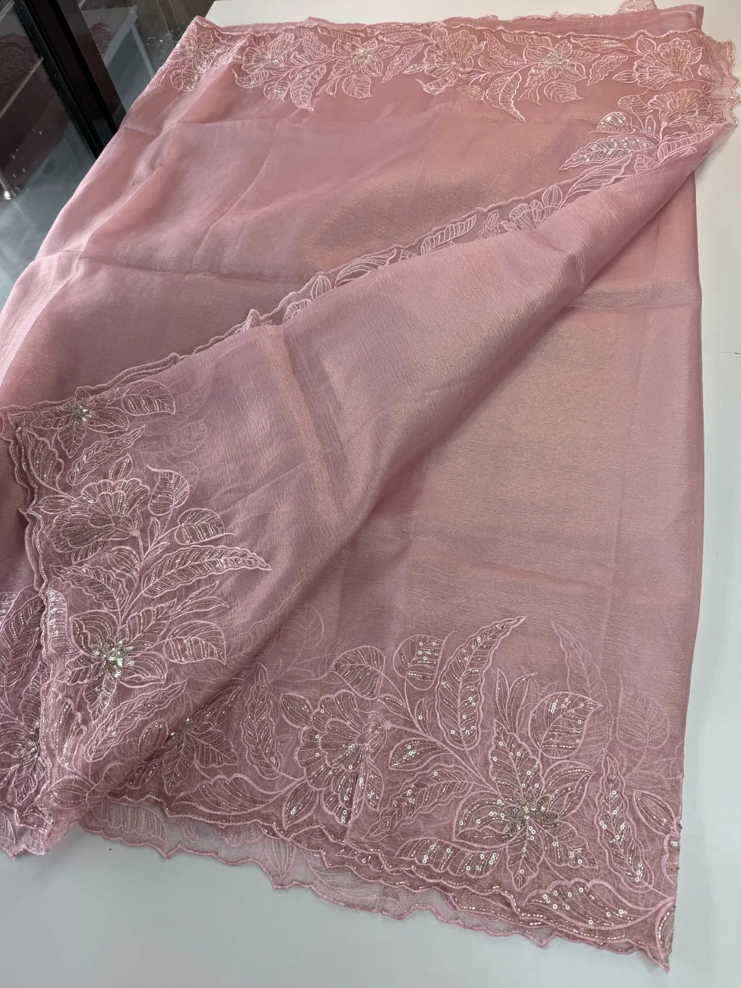 Crushed Foil blended Organza Saree/ AM104