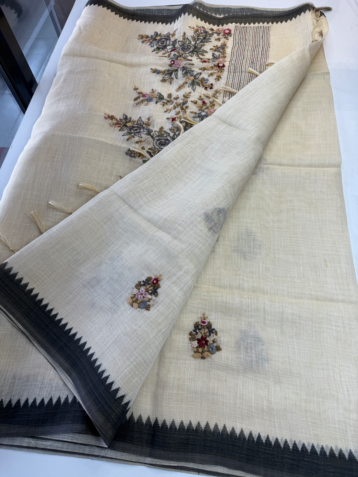 Tissue linen blended saree/ 1671