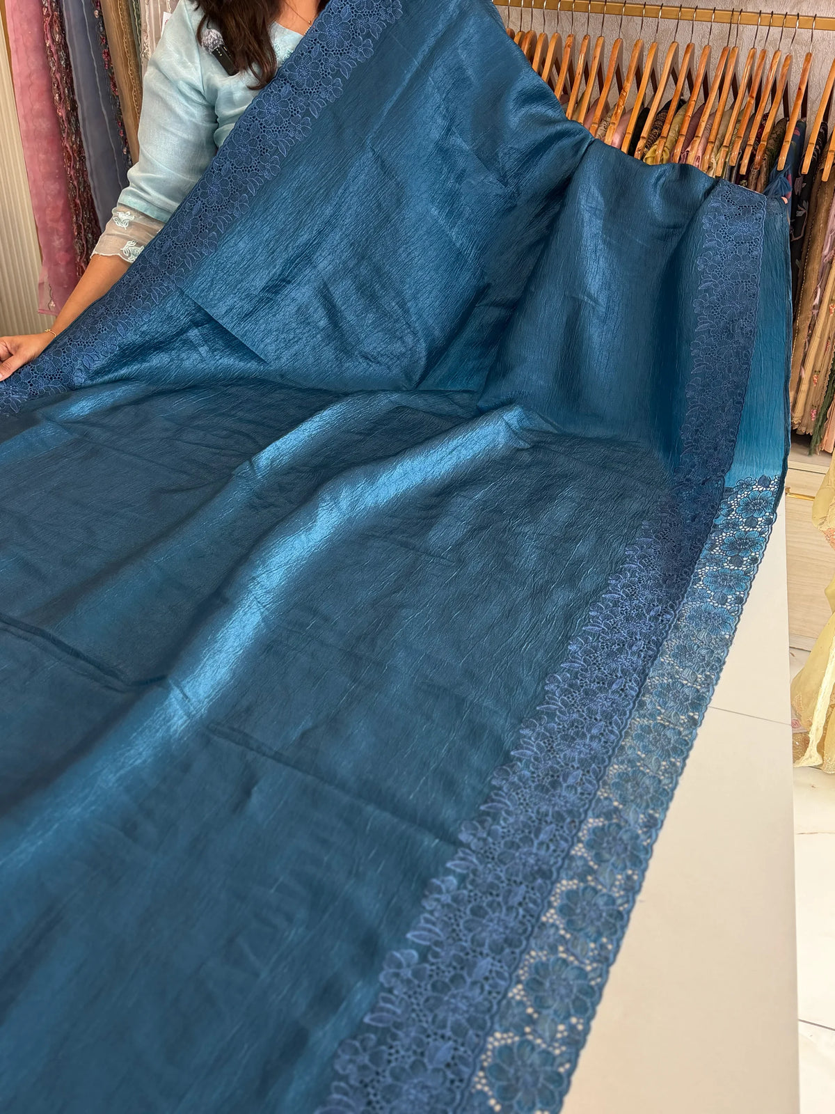 Crushed crape saree/ CW053
