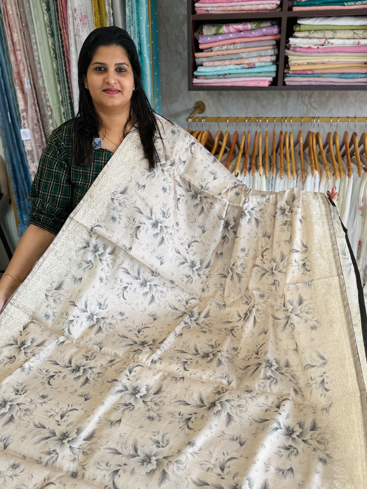 Soft semi Tussar finished saree/ FC433