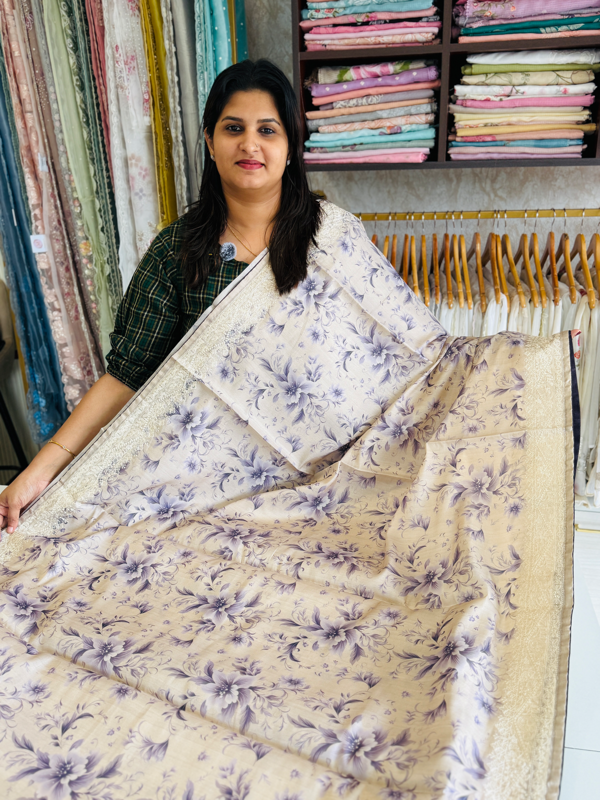 Soft semi Tussar finished saree/ FC433