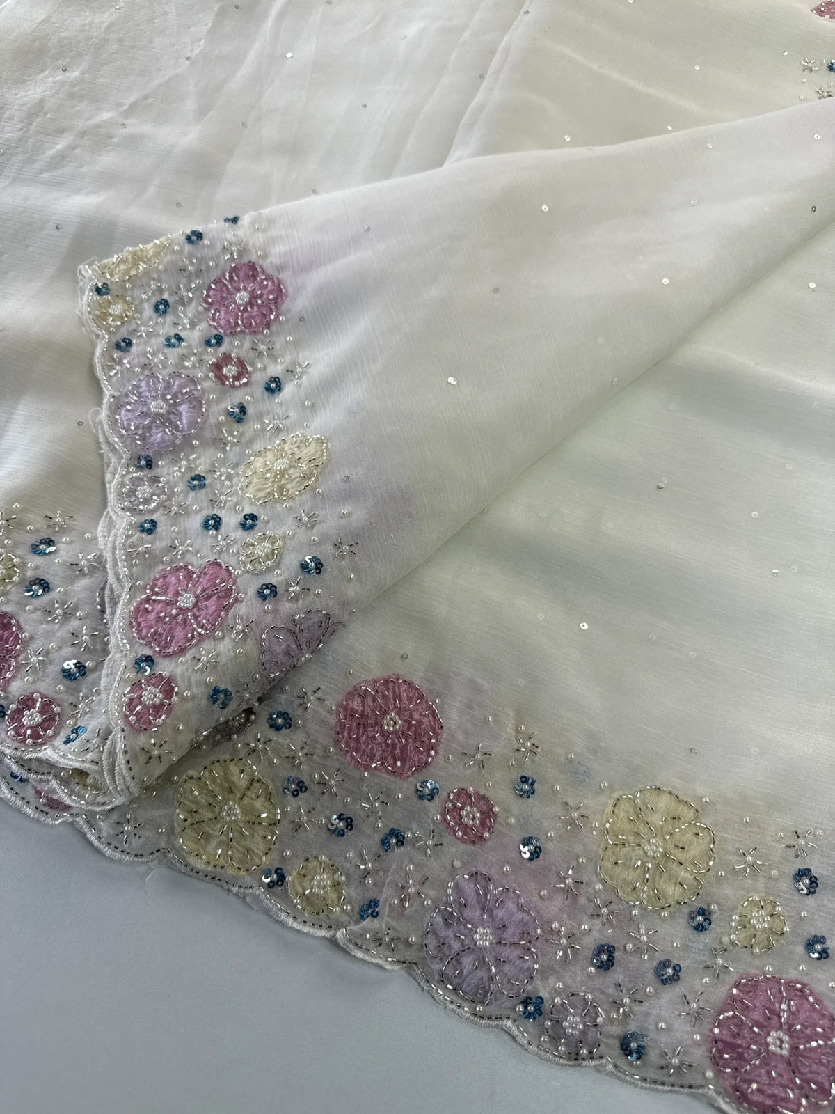 Crushed crape Saree/ HW725