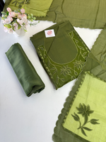 Soft Chanderi unstitched salwar set appliqué/ 1695