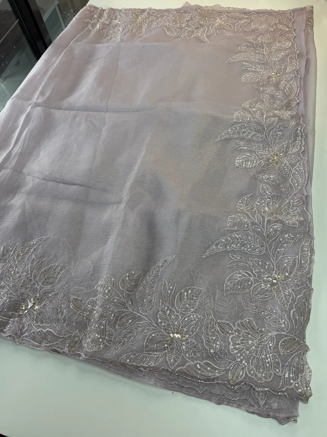 Crushed Foil blended Organza Saree/ AM104