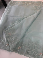 Crushed Foil blended Organza Saree/ AM104