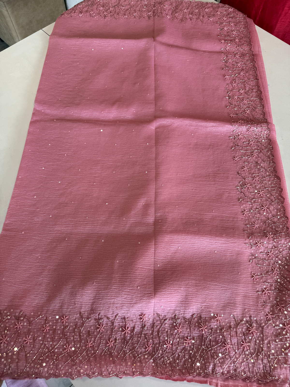 Crushed crape saree/ HW457