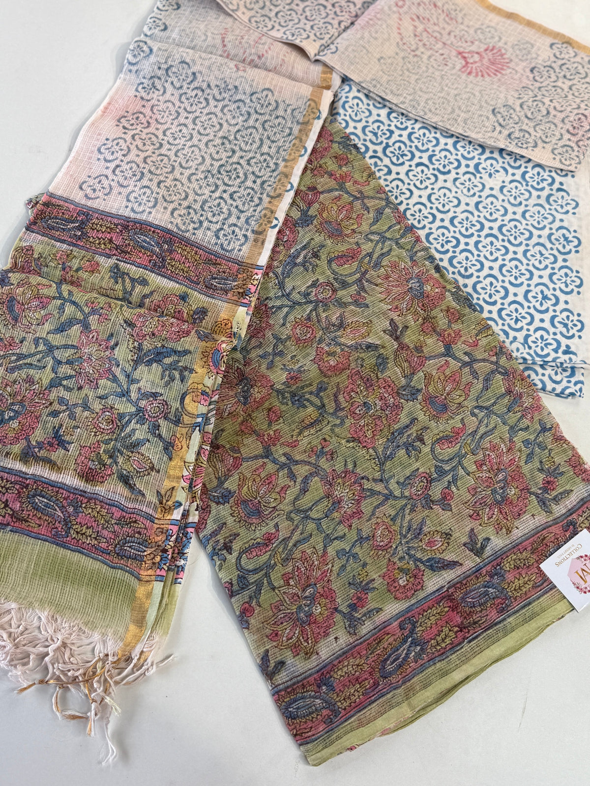 Hand block printed kotta Doria unstitched salwar set/ LK14