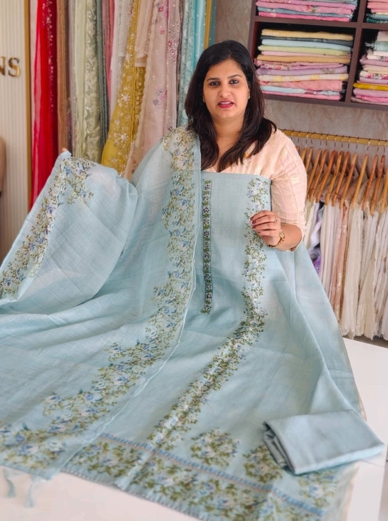 Linen cotton unstitched salwar set / Nc256