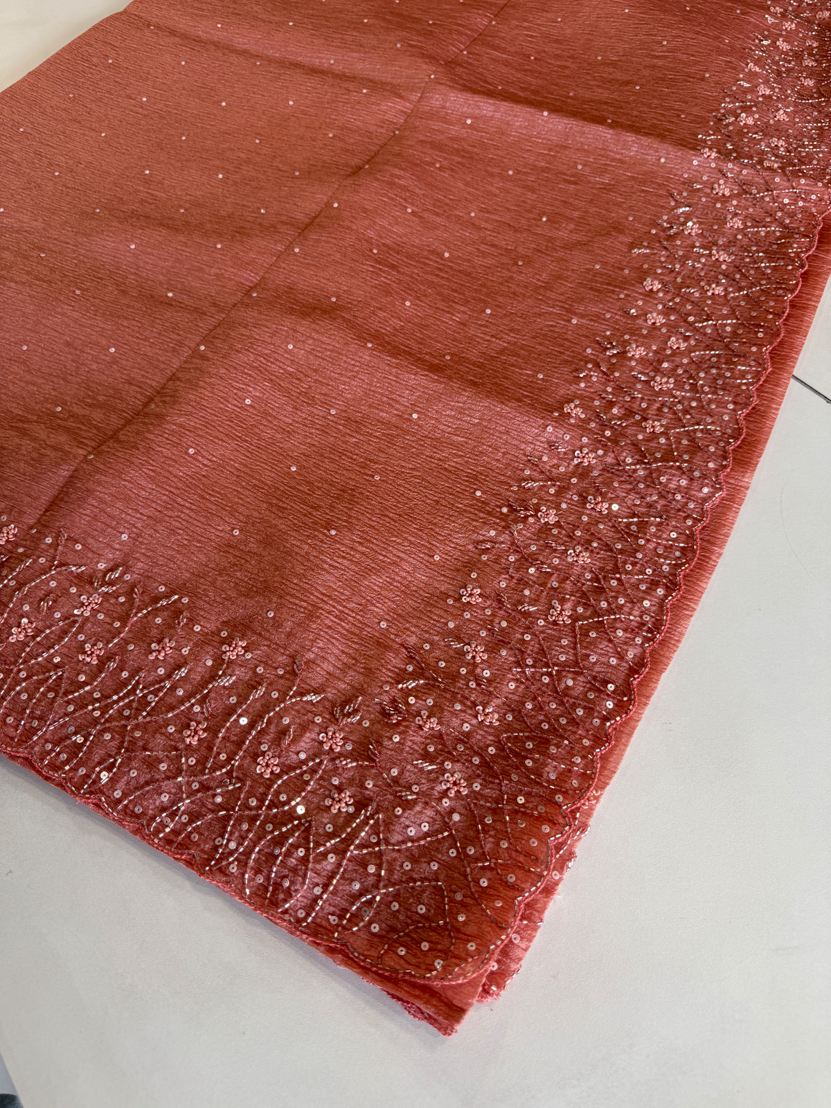Crushed crape saree/ HW457