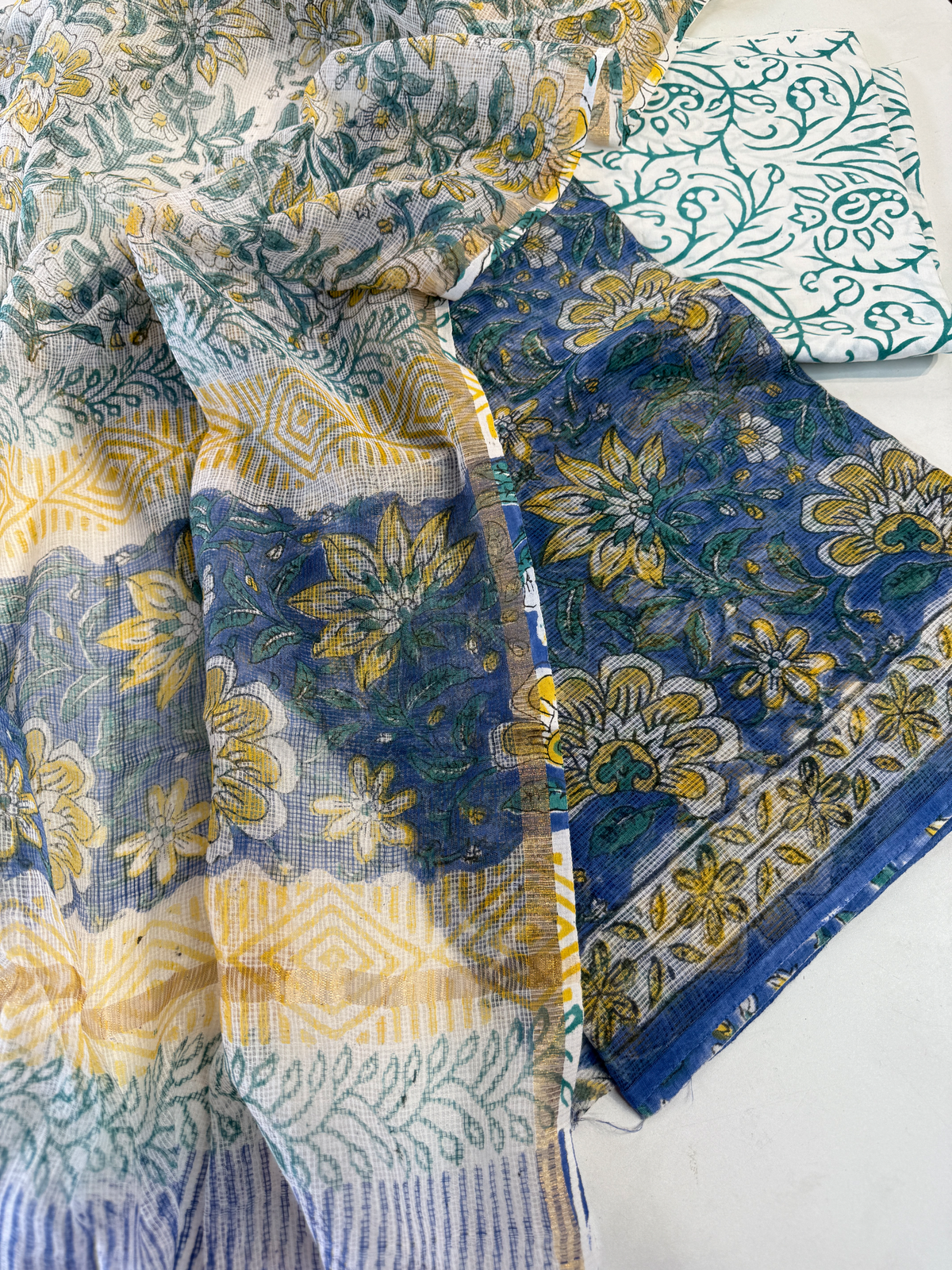 Hand block printed kotta Doria unstitched salwar set/ LK14