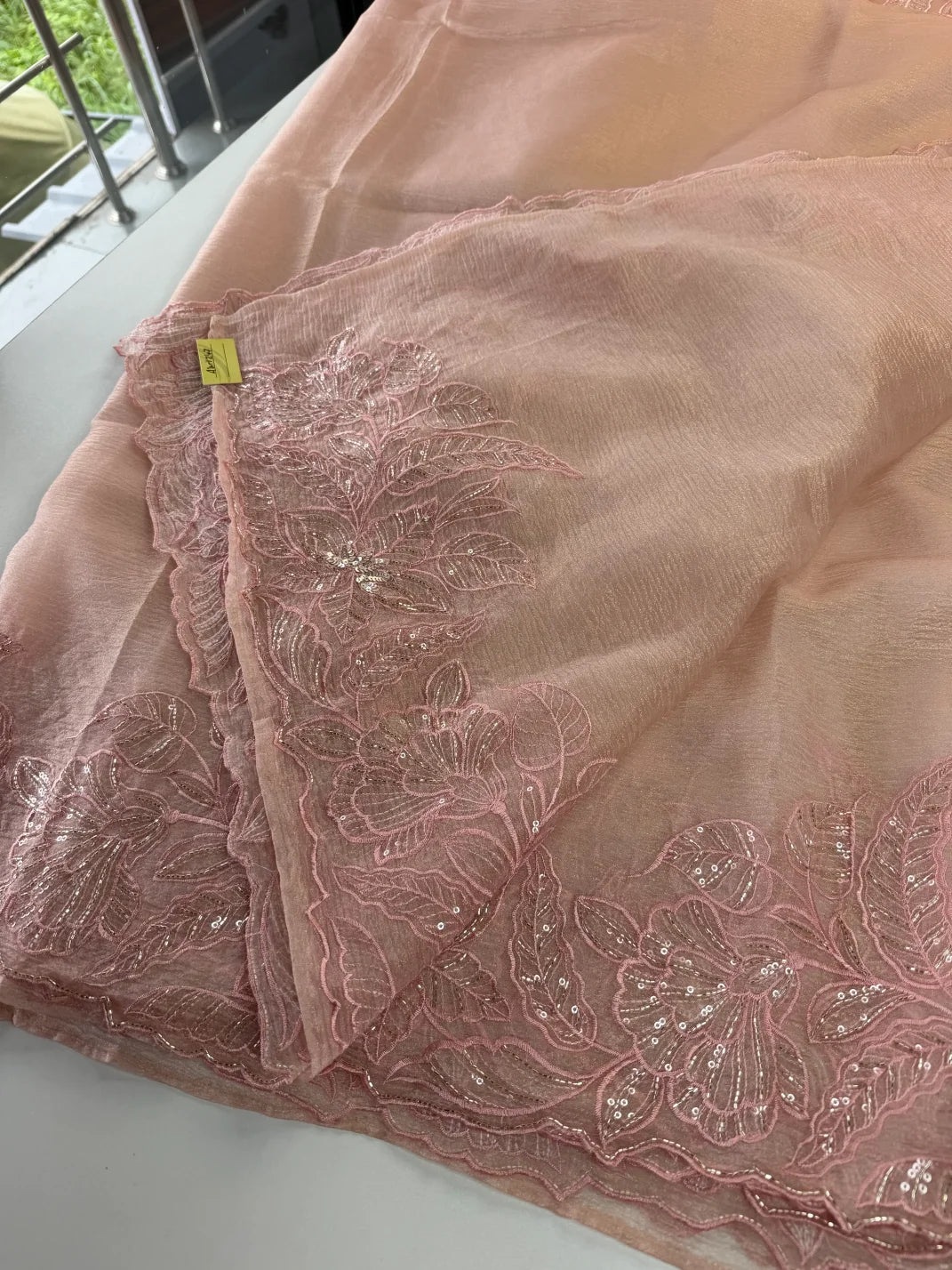 Crushed Foil blended Organza Saree/ AM104