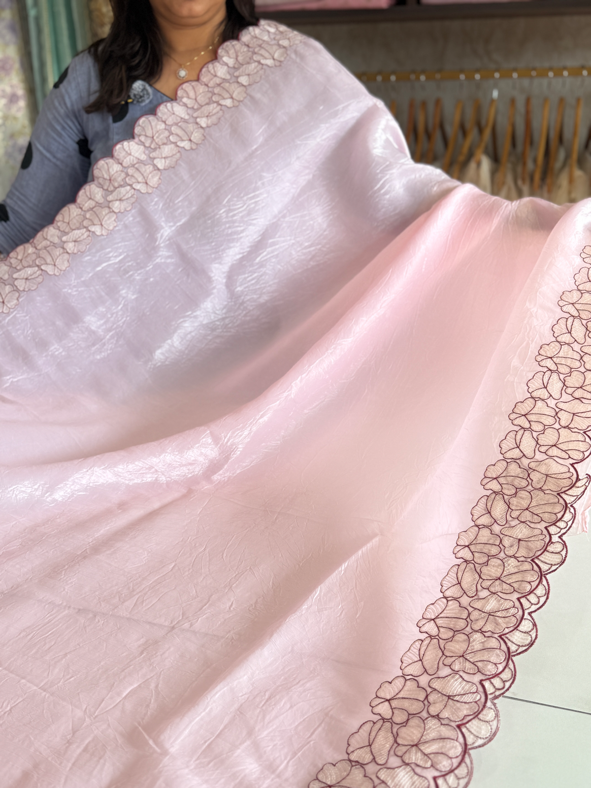 Crushed Organza Saree/ BP118
