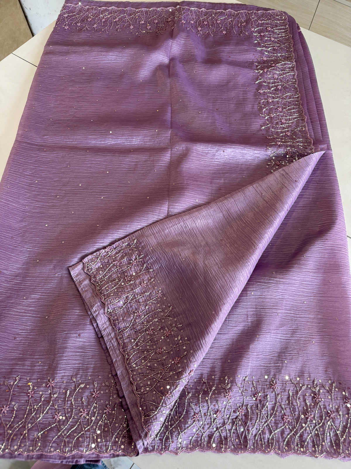 Crushed crape saree/ HW457