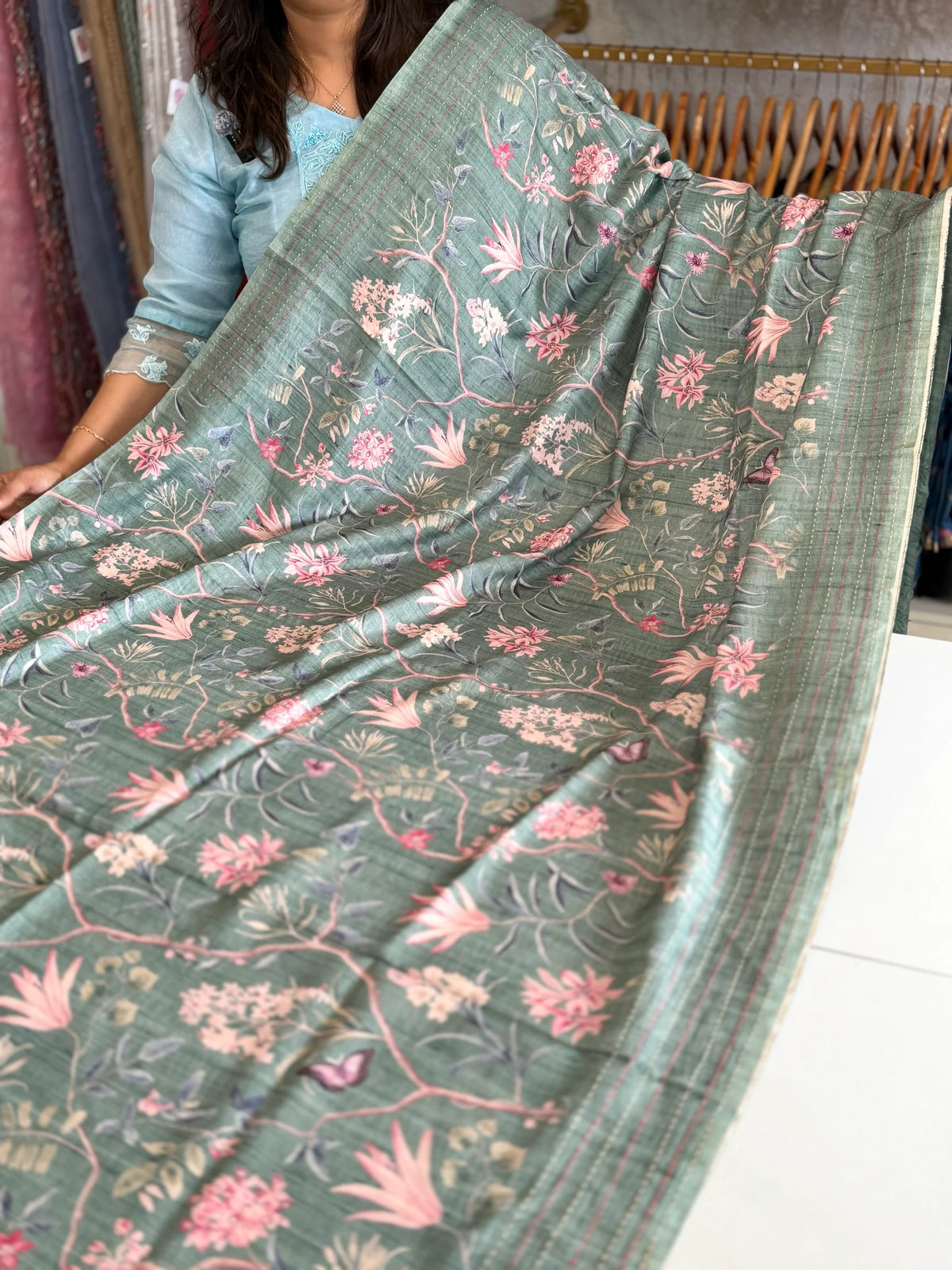Semi Tussar printed saree/ PP06