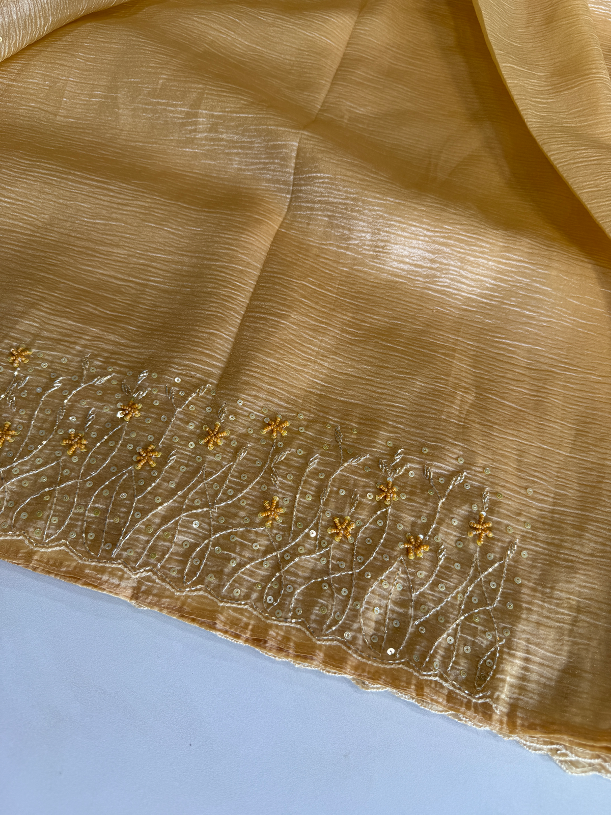 Crushed crape saree/ HW457