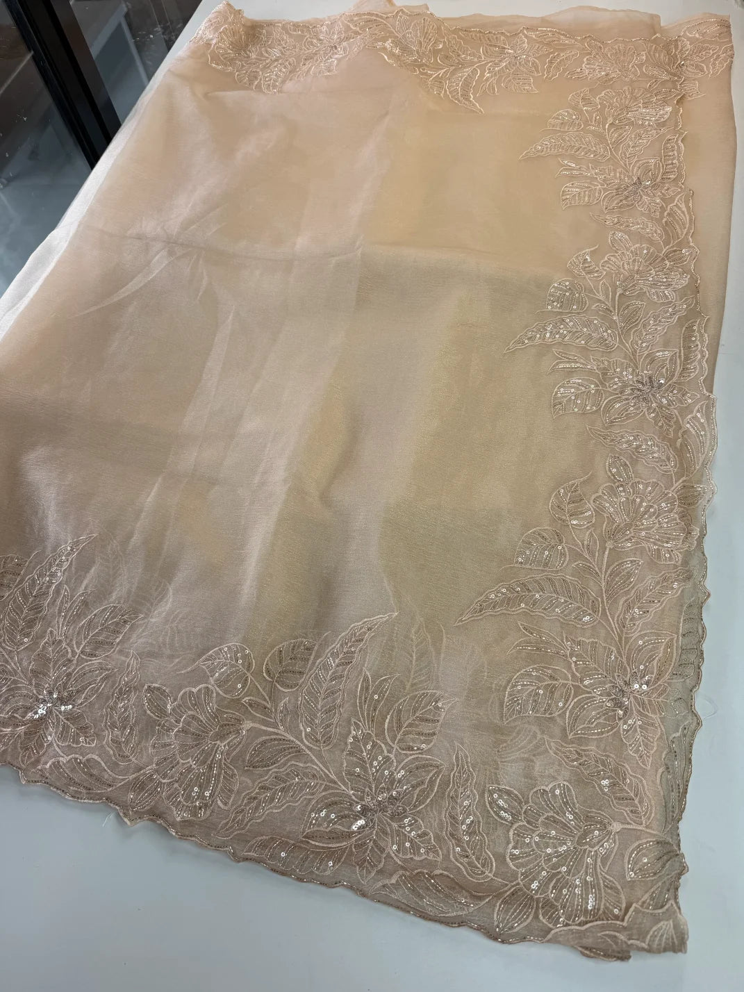 Crushed Foil blended Organza Saree/ AM104