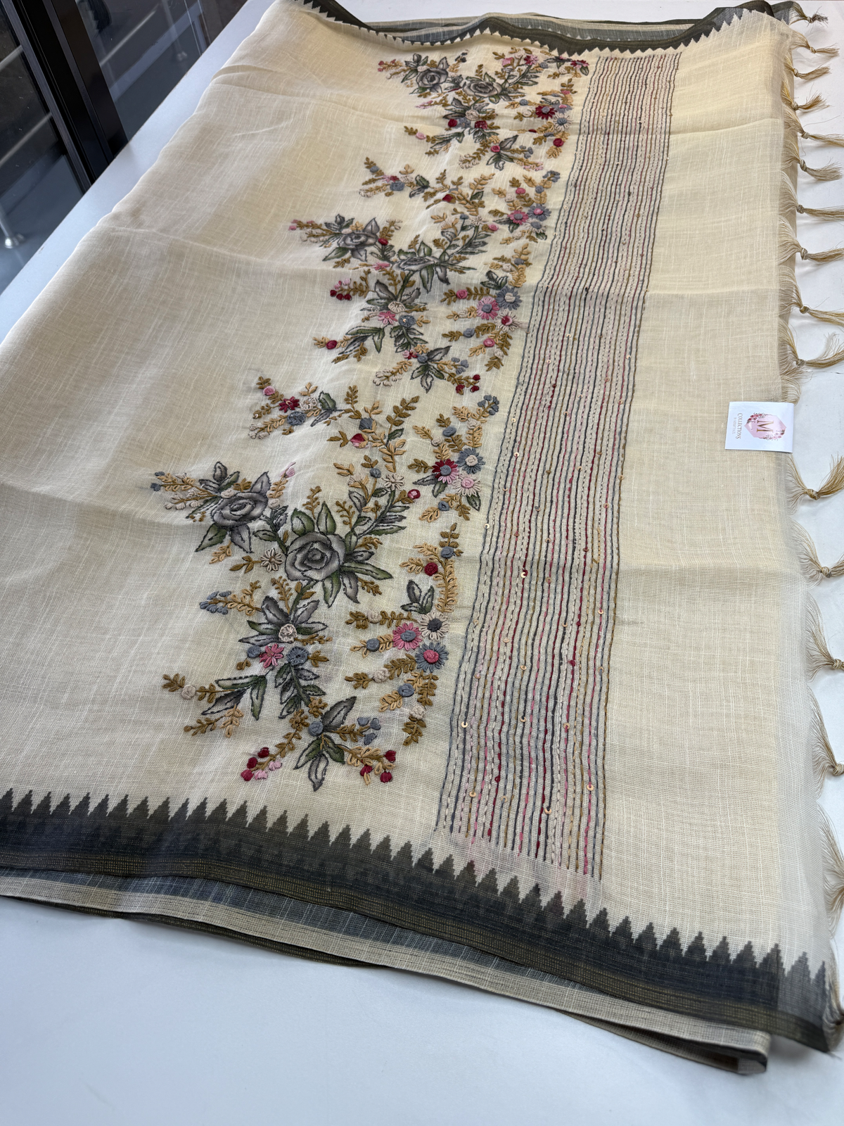 Tissue linen blended saree/ 1671