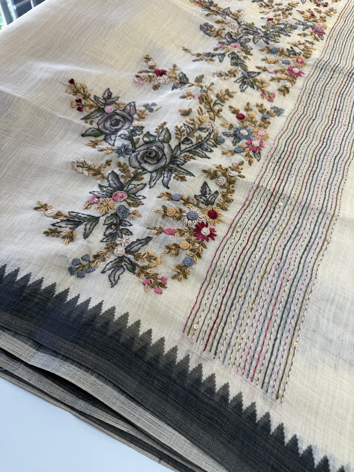 Tissue linen blended saree/ 1671