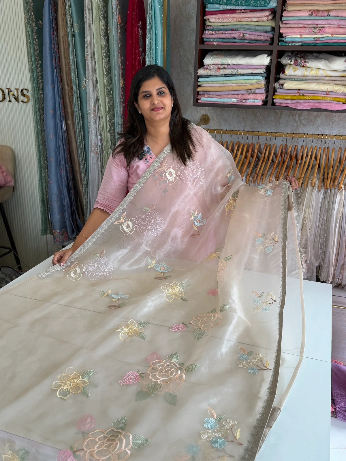 Glass Organza Saree/ 155L