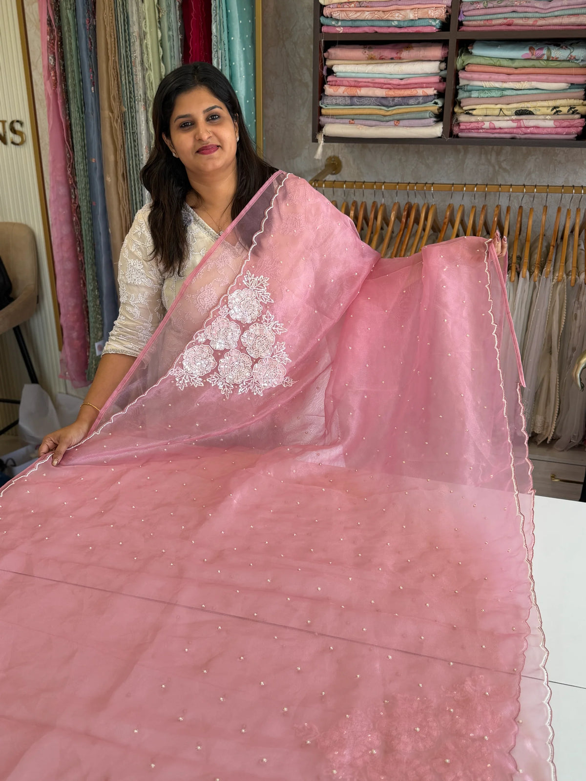 Glass Organza Saree/ AP1010
