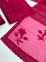 Soft Chanderi unstitched salwar set appliqué/ 1695