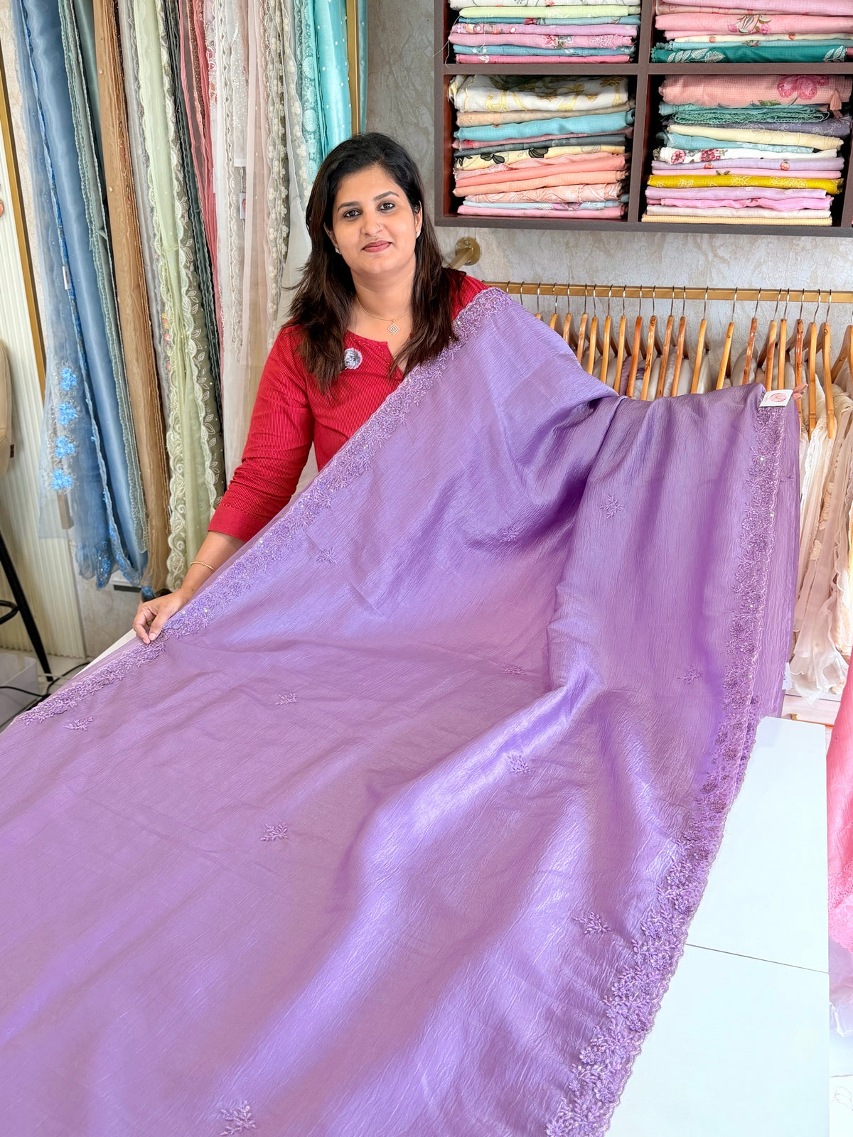 Crushed crape saree / HW661