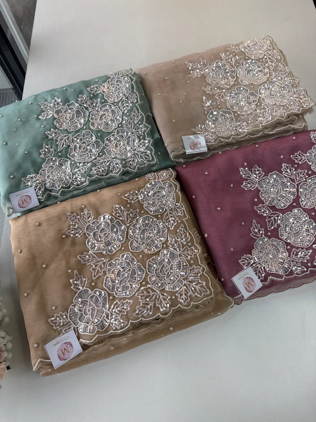 Glass Organza Saree/ AP1010