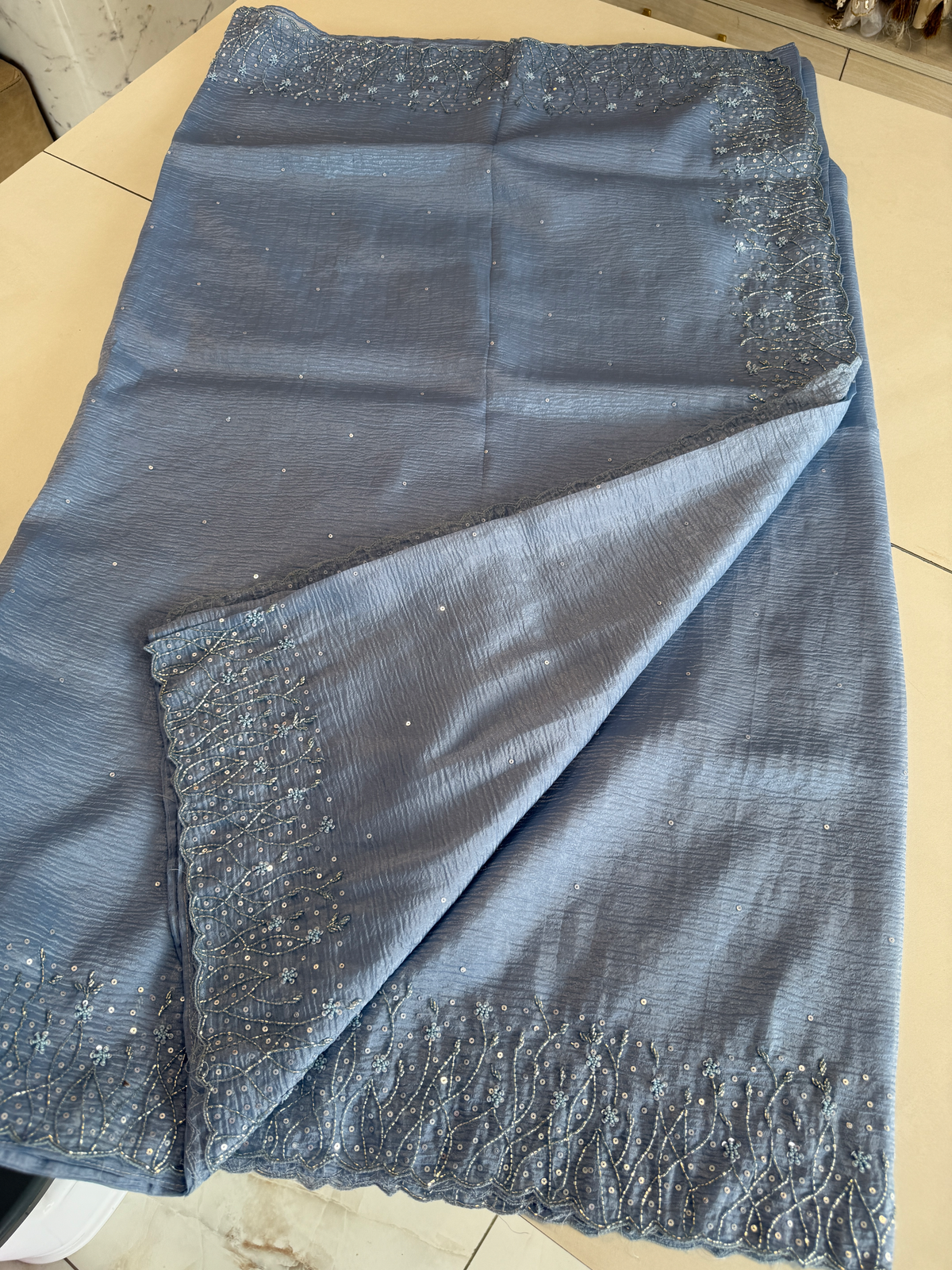 Crushed crape saree/ HW457
