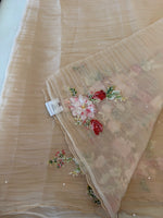 Crushed foil blended organza saree/ BL7317