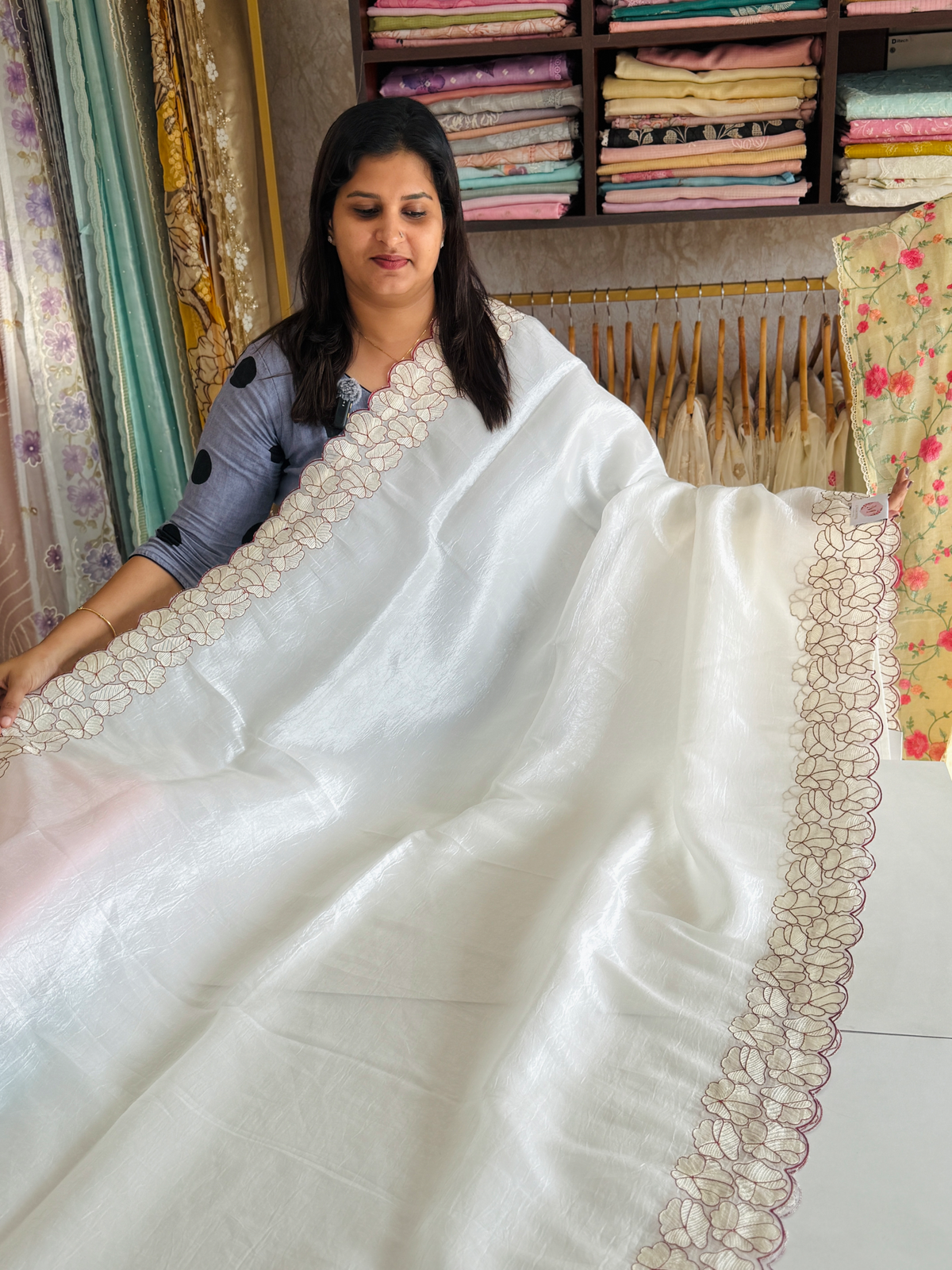 Crushed Organza Saree/ BP118