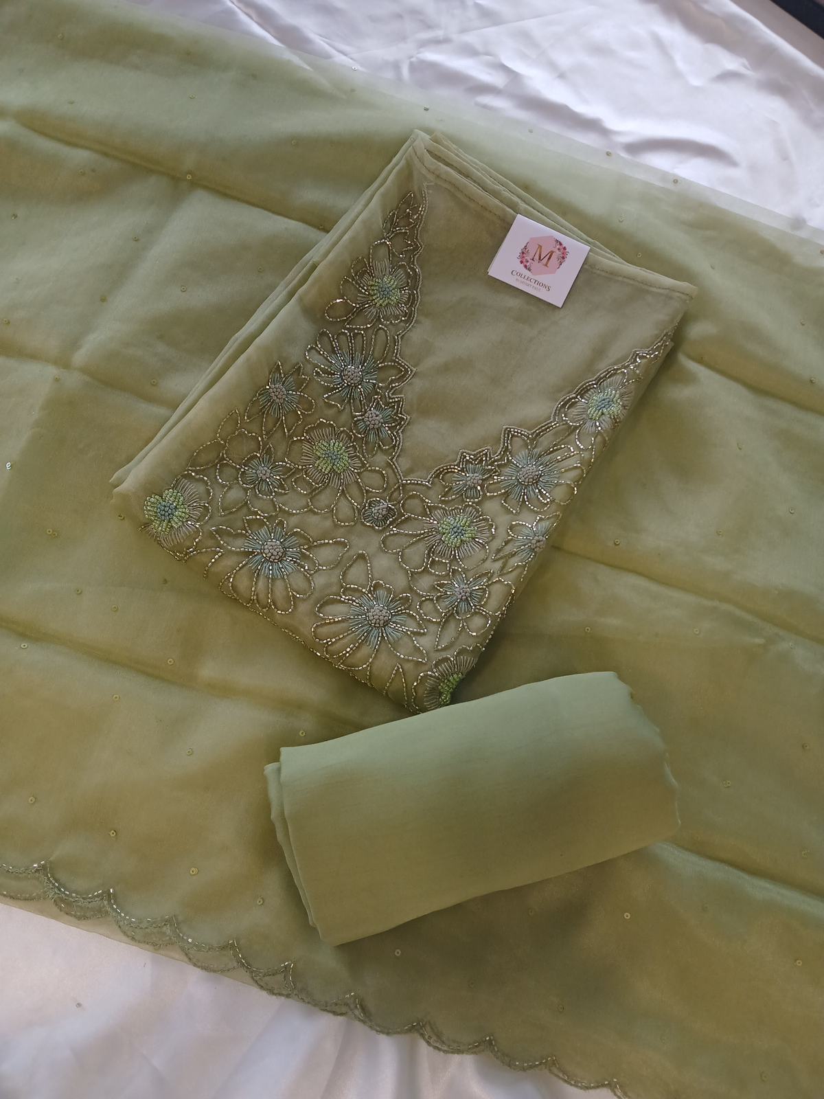 Soft organza unstitched salwar set / US1275
