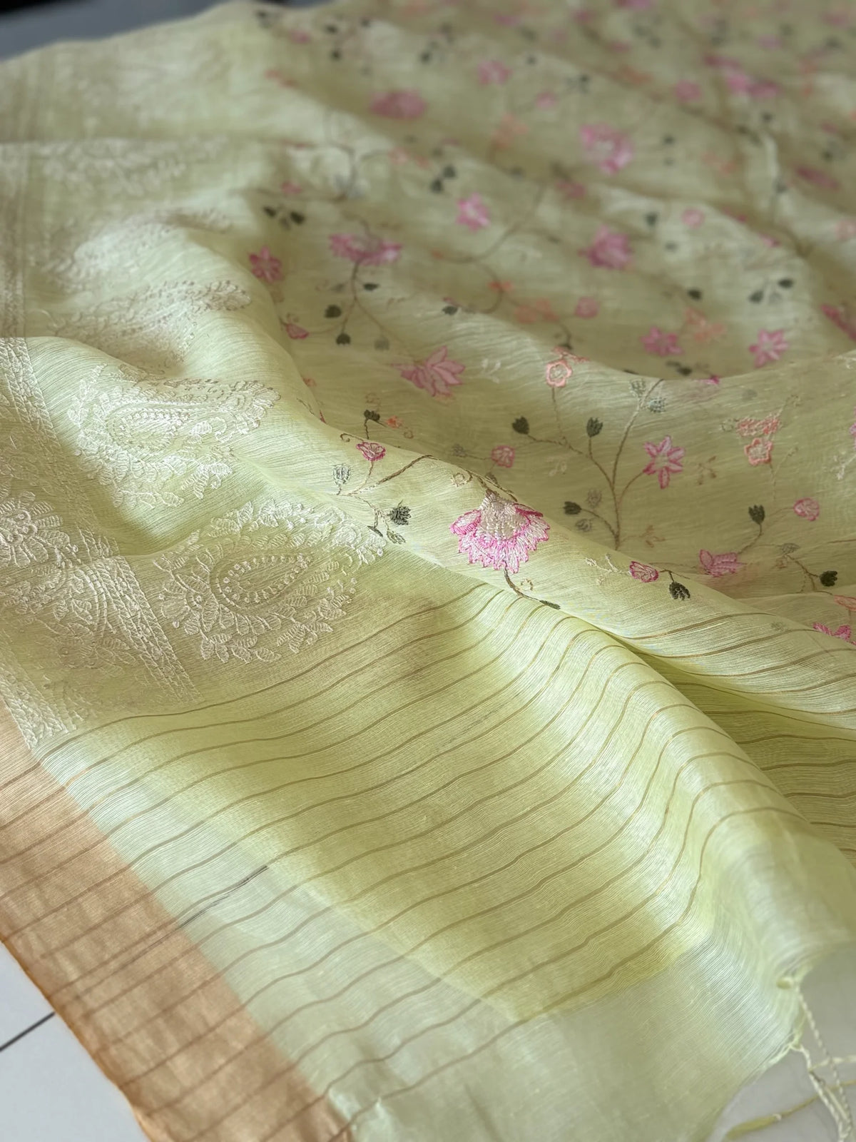 Pure Linen Kora silk saree/ K33