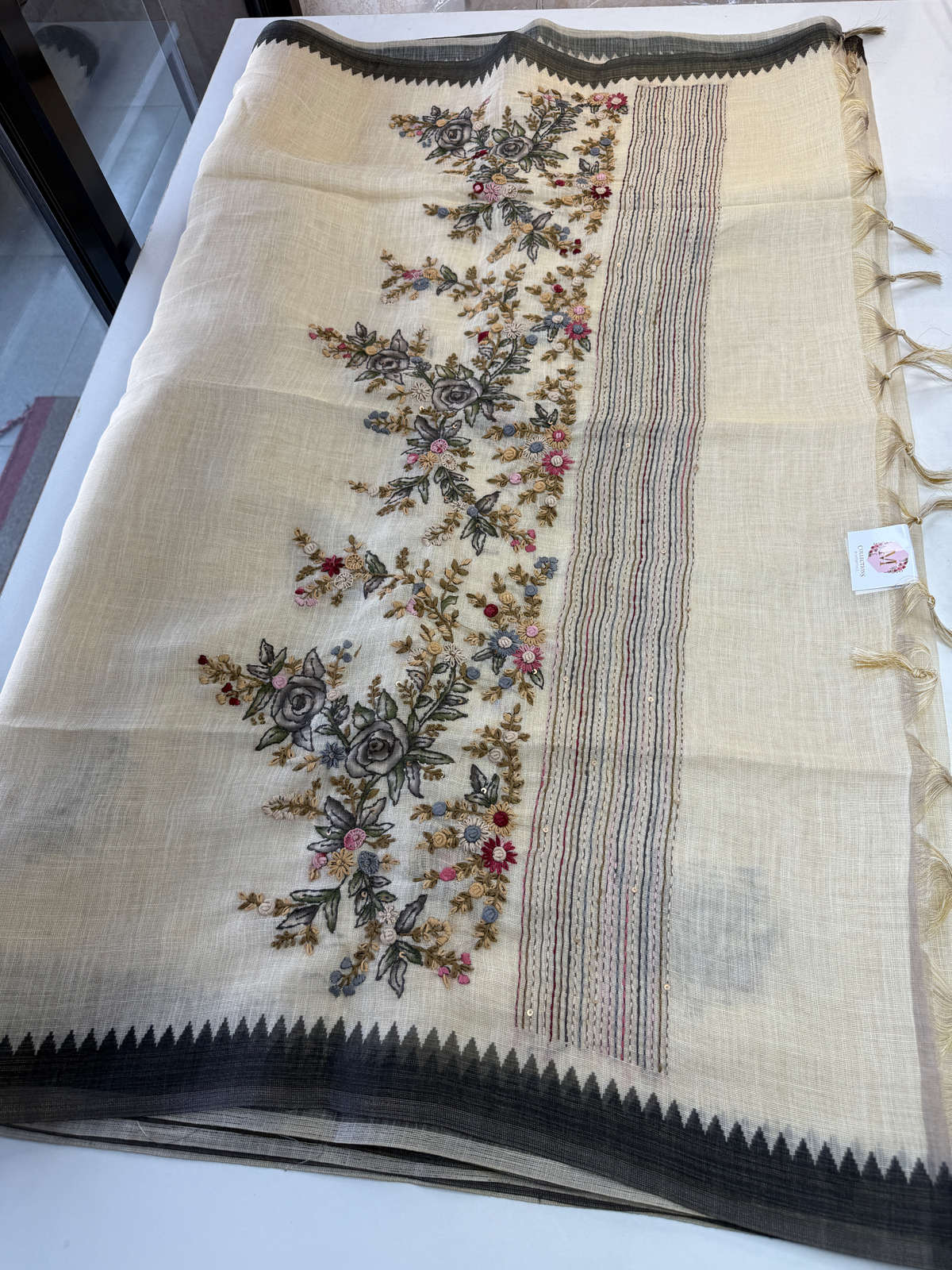 Tissue linen blended saree/ 1671