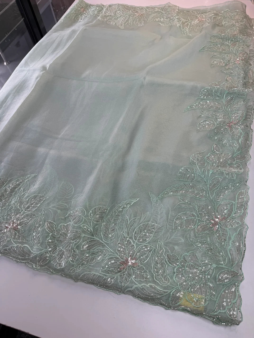 Crushed Foil blended Organza Saree/ AM104