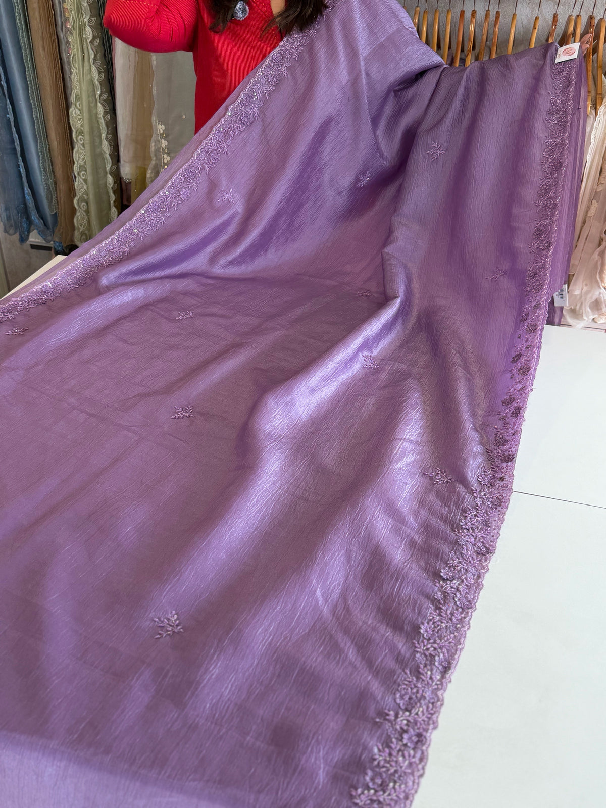 Crushed crape saree / HW661